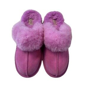 Ugg Kids Cozy Scuff  Slippers II Pink/Purple Shearling Cozy Comfort Sz 2